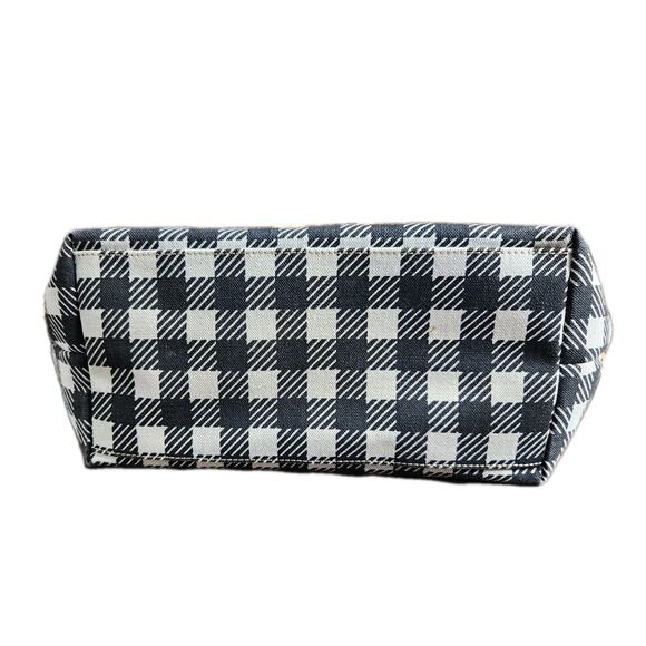 Dooney & Bourke Buffalo Plaid Shoulder Tote Bag Black & White Braided Straps Euc - Picture 3 of 12